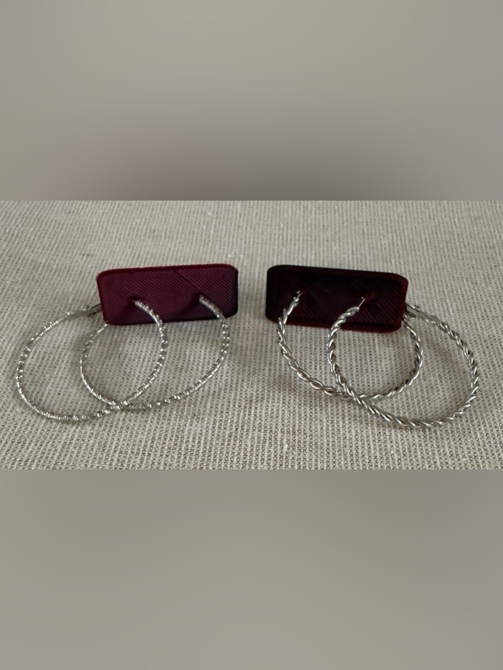 Two pair Silver-Tone Twisted Hoop Earrings - Women's Jewelry